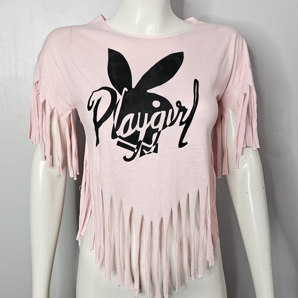Vintage Pink Fringe Playgirl Top